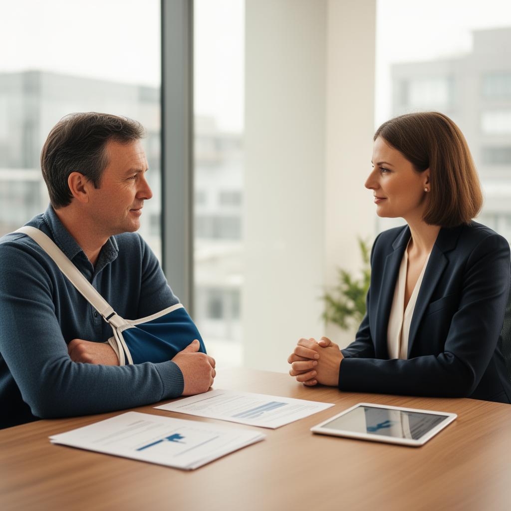 An injured individual discussing pre-settlement funding options with a trusted advisor